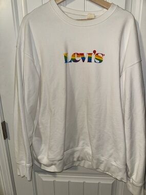 Levi's White Sweatshirt with Rainbow Logo